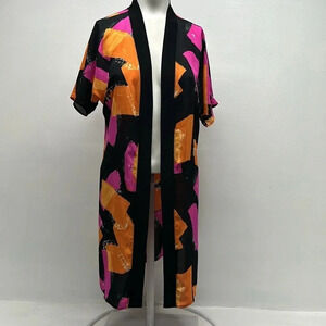 Joseph Ribkoff Cardigan Topper Jacket Short Sleeve Black Colorful New NWT Size 4